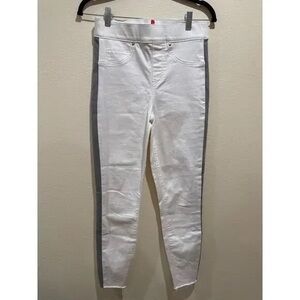 SPANX White Skinny Jeans with Gray Side Panels